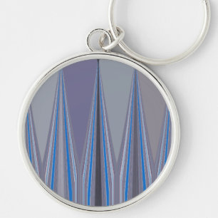 Blue, Purple, Grey Chevron Art Print Key Ring