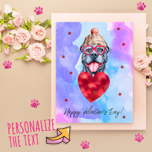 Blue Purple Grey Pitbull Valentine's Day Gift Dog Holiday Postcard