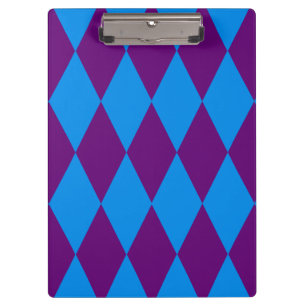 Blue Purple Harlequin Checkered Design Clipboard