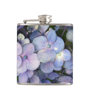 Blue Purple Hydrangea Vinyl Wrapped Flask