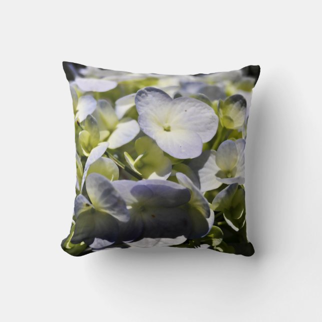 Blue, Purple Hydrangeas Flowers Cushion (Front)