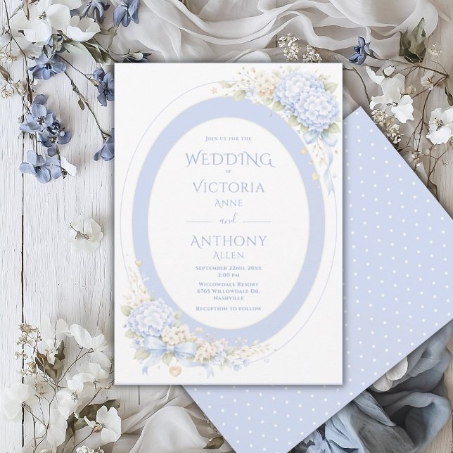Blue Purple Hydrangeas Frame Elegant Wedding Invitation (Creator Uploaded)