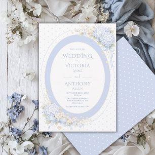 Blue Purple Hydrangeas Frame Elegant Wedding Invitation