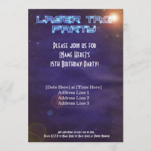 Blue & Purple Laser Tag Invite
