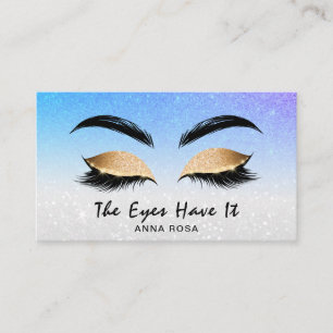 *~* BLUE - PURPLE Lashes Extensions Brows Girly Business Card