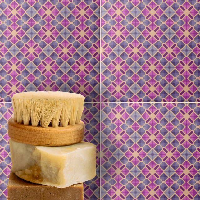 Blue Purple Lavender Mosaic Geometric Pattern Tile (Creator Uploaded)