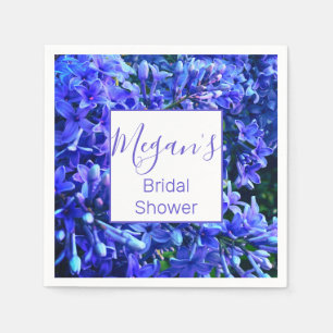 Blue purple lilacs romantic blue floral photo napkin