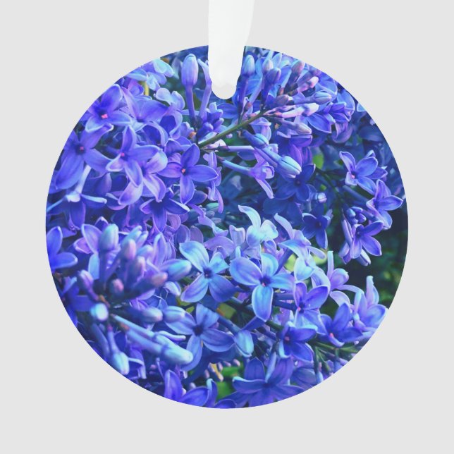 Blue purple lilacs romantic blue floral photo ornament (Front)