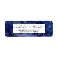 Blue Purple Majestic Starry Nebula Watercolor