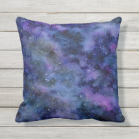 Blue Purple Majestic Starry Nebula Watercolor