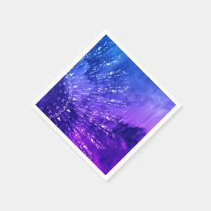 Blue Purple Mandala Clouds Boho Bohemian Napkin