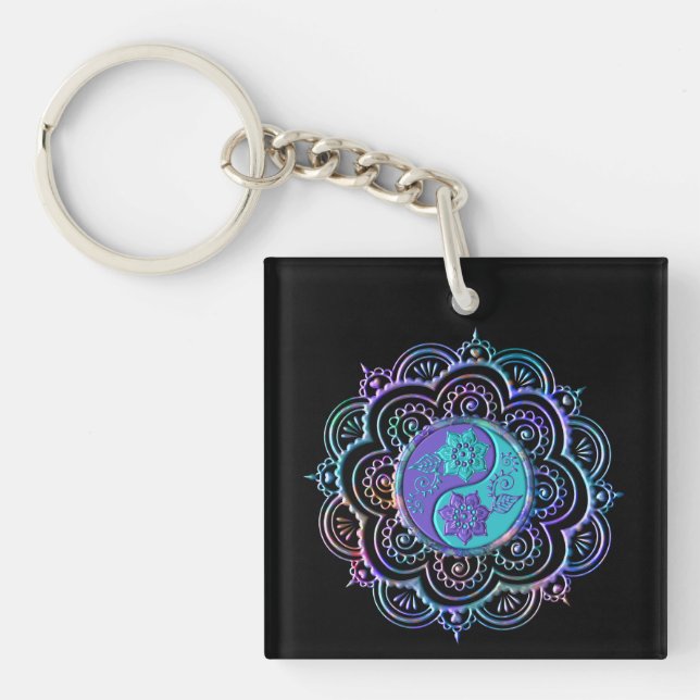 Blue & Purple Mandala Key Ring (Front)