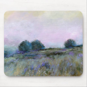 Blue Purple Meadow Landscape Impressionist Art Mouse Pad