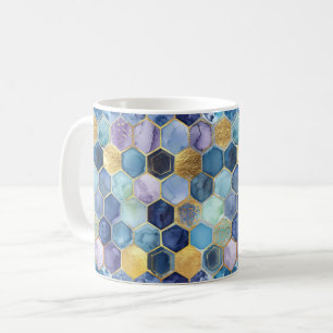 Blue Purple Mint Yellow Abstract Coffee Mug