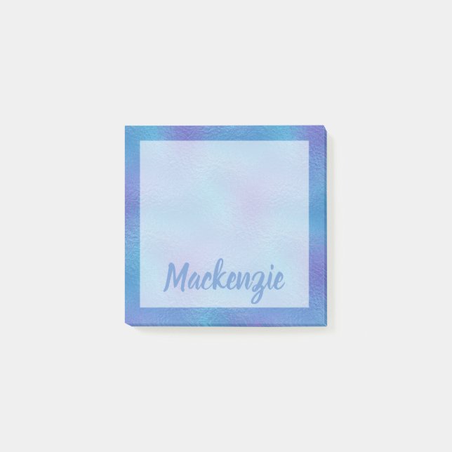 Blue Purple Mottle Iridescent Shimmer Name Post-it Notes (Front)