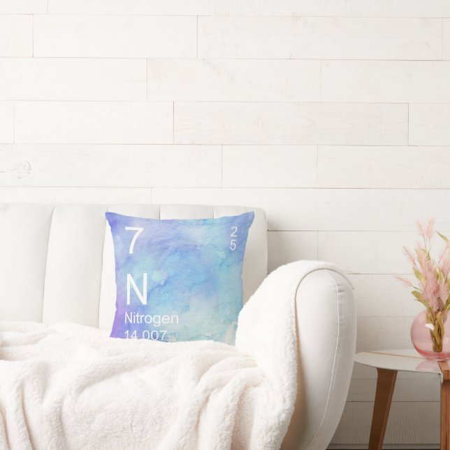 Blue Purple N Nitrogen Element Watercolor Cushion (Couch)