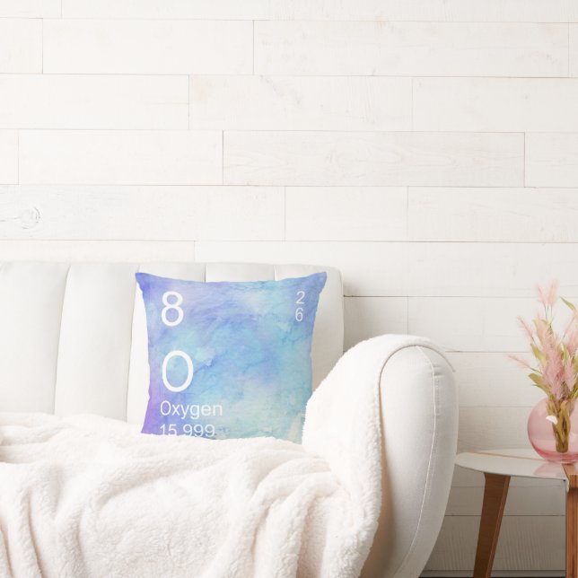 Blue Purple O Oxygen Element Watercolor Cushion (Couch)