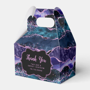 Blue Purple Ocean Agate Sweet Sixteen Thank You Favour Box