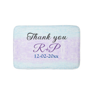 Blue purple ombre glitter sparkle thank you add bath mat