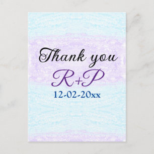 Blue purple ombre glitter sparkle thank you add  postcard