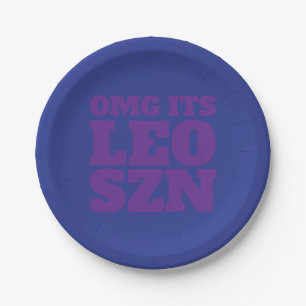 Blue Purple OMG It's Leo SZN Cool Paper Plate