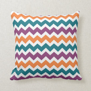 Blue Purple Orange Chevron Decorative Pillow