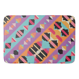 Blue Purple orange Stripes Pattern mix Bath Mat