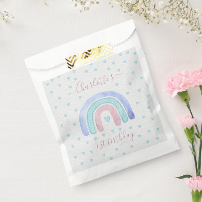 Blue Purple Pastel Rainbow First Birthday Favour Bags (Sealed)