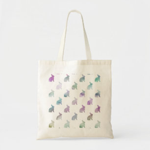 Blue Purple Pastel Watercolor Bunny Background Tote Bag