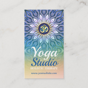 Blue Purple & Peach Energy Meditation Mandala Yoga Business Card