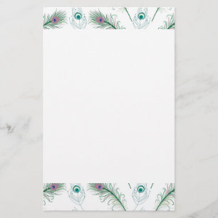 Blue Purple Peacock Feathers Stationery