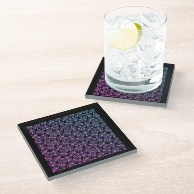 Blue Purple Pink Abstract Glass Coaster (Creator Uploaded)