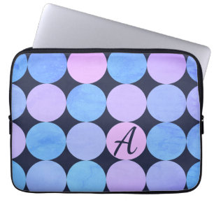 Blue Purple & Pink Circles Monogram Laptop Sleeve