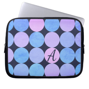 Blue Purple & Pink Circles Monogram Laptop Sleeve