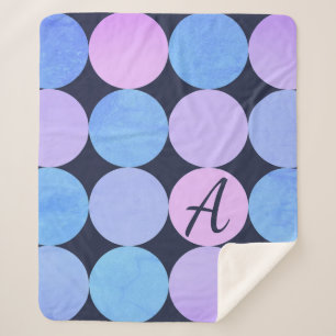 Blue Purple & Pink Circles Monogram Sherpa Blanket