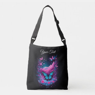 blue purple pink cloud Butterflies watercolor chic Crossbody Bag