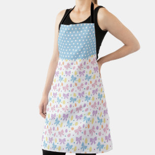 BLUE PURPLE PINK EASTER BOWS & EGGS APRON