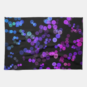 Blue Purple Pink Green Abstract Bubble Pattern Tea Towel