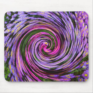 Blue Purple Pink Mums Swirl Mousepad