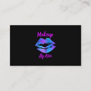 Blue Purple Pink Painted Lips Makeup Artist Business Card