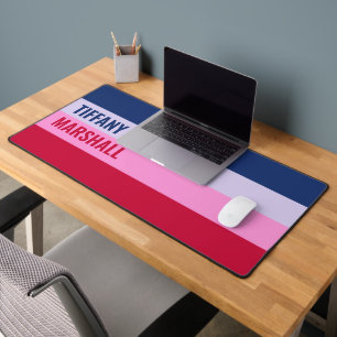 Blue Purple Pink Red Stripes Pattern Personalised Desk Mat