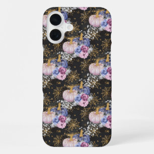 BLUE PURPLE PINK WHITE HALLOWEEN PUMPKINS iPhone 16 PLUS CASE