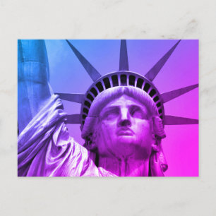 Blue Purple Pop Art Statue of Liberty New York Holiday Postcard