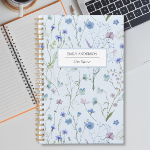 Blue Purple Pretty Wildflower Floral Pattern 2026 Planner
