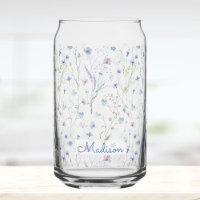 Blue Purple Pretty Wildflower Floral Pattern