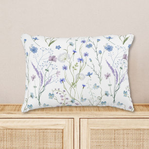 Blue Purple Pretty Wildflower Floral Pattern Decorative Cushion