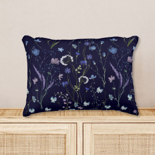 Blue Purple Pretty Wildflower Floral Pattern Decorative Cushion