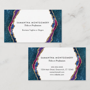 Blue Purple Red Gold Veins Agate Professional Business Card