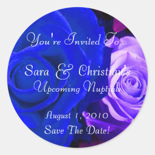 Blue Purple Rose Classic Round Sticker