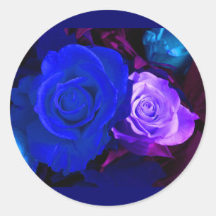 Blue Purple Rose I Sticker -Customisable